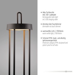 19301-18 LAMPA STOŁOWA BEZPRZEWODOWA CZARNY