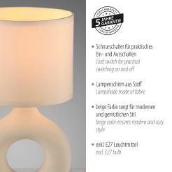 14193-39 CARARA LAMPA STOŁOWA BEŻOWY
