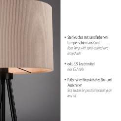 14894-39 DURO LAMPA PODŁOGOWA BEŻOWY/CZARNY