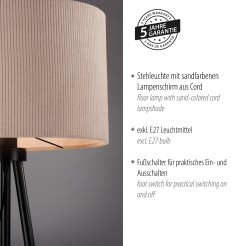 14894-39 DURO LAMPA PODŁOGOWA BEŻOWY/CZARNY