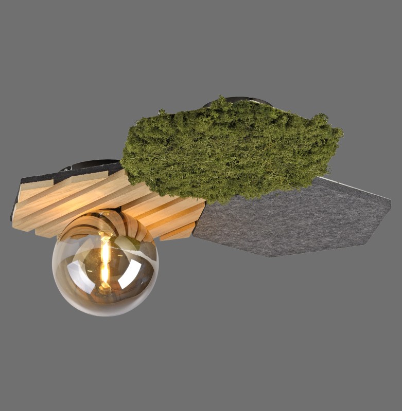 15199-70 GREEN HEX LAMPA SUFITOWA NATURALNY MECH/DREWNO