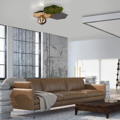 15199-70 GREEN HEX LAMPA SUFITOWA NATURALNY MECH/DREWNO