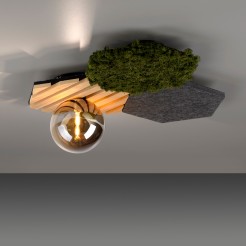 15199-70 GREEN HEX LAMPA SUFITOWA NATURALNY MECH/DREWNO