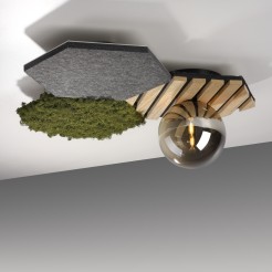 15199-70 GREEN HEX LAMPA SUFITOWA NATURALNY MECH/DREWNO