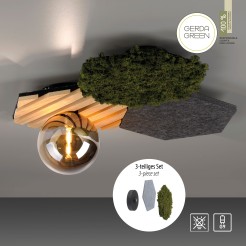 15199-70 GREEN HEX LAMPA SUFITOWA NATURALNY MECH/DREWNO