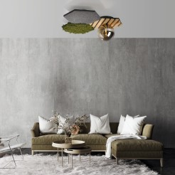 15199-70 GREEN HEX LAMPA SUFITOWA NATURALNY MECH/DREWNO