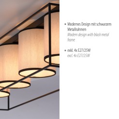 15304-18 RAVEN LAMPA SUFITOWA BEŻOWY/CZARNY