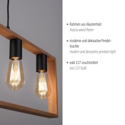 15653-18 FRANKY LAMPA WISZĄCA CZARNY/DREWNO