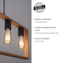 15653-18 FRANKY LAMPA WISZĄCA CZARNY/DREWNO