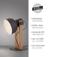 15746-18 CUP 2.0 LAMPA STOŁOWA CZARNY/DREWNO