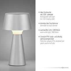19260-21 ABERA LAMPA STOŁOWA/ZEWNĘTRZNA SREBRNY