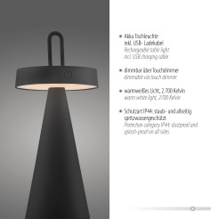 19302-18 ALWA LAMPA STOŁOWA/ZEWNĘTRZNA CZARNY
