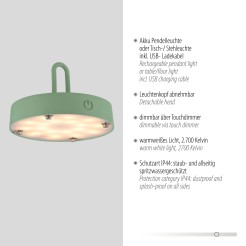 19303-43 AKUBA LAMPA STOŁOWA/ZEWNĘTRZNA BEZPRZEWODOWA ZIELONY