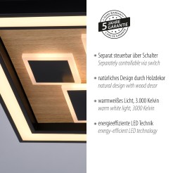 6283-79 ELIZA LAMPA SUFITOWA DREWNO/CZARNY