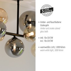 6583-18 POPSICLE LAMPA SUFITOWA SMOKY/BURSZTYN