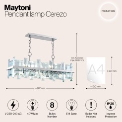 MAYTONI Lampa wisząca Cerezo 40W E14 MOD201PL-08N