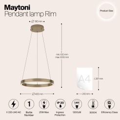 MAYTONI Lampa wisząca Rim LED 3000K 1200lm MOD058PL-L22BS3K