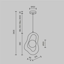 MAYTONI Lampa wisząca Opus 28W G9 MOD380PL-01GR