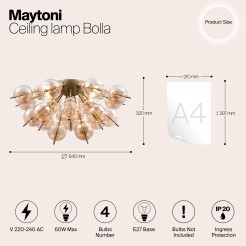 MAYTONI Lampa sufitowa Bolla 60W E27 MOD133CL-04BS