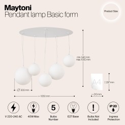 MAYTONI Lampa wisząca Basic form 40W E27 MOD321PL-05W1