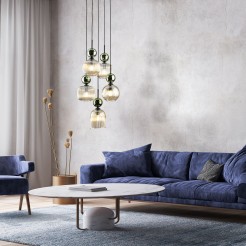 SOPHIA GREEN COGNAC LAMPA WISZĄCA 5XE14 11149