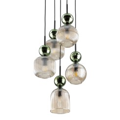 SOPHIA GREEN COGNAC LAMPA WISZĄCA 5XE14 11149