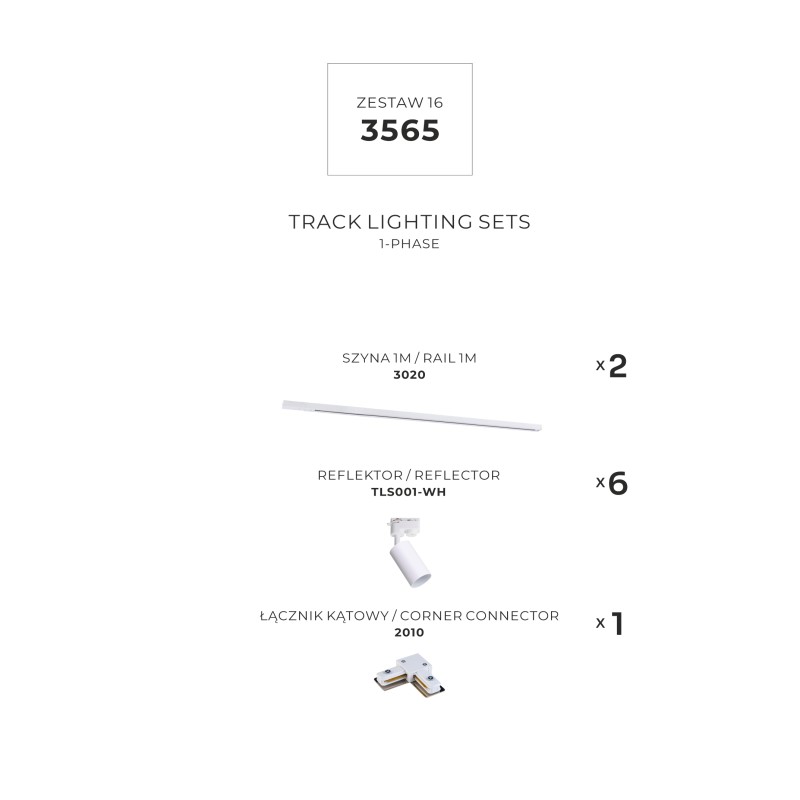 3565 ZESTAW 16 SZYNOPRZEWODY WHITE JEDNOOBWODOWY