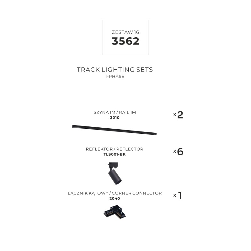 3562 ZESTAW 16 SZYNOPRZEWODY BLACK JEDNOOBWODOWY