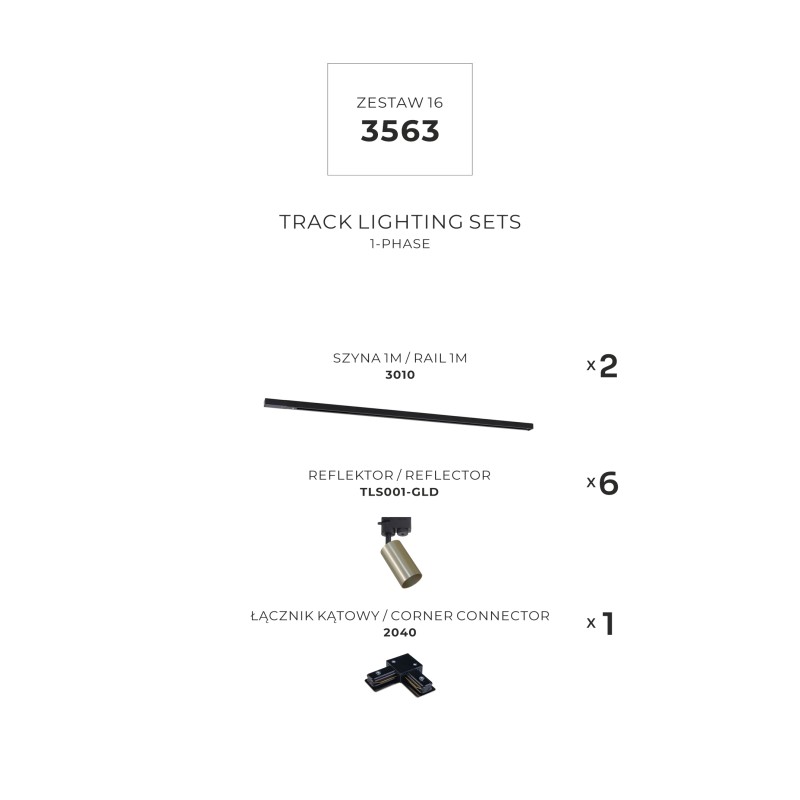 3563 ZESTAW 16 SZYNOPRZEWODY BLACK/GOLD JEDNOOBWODOWY