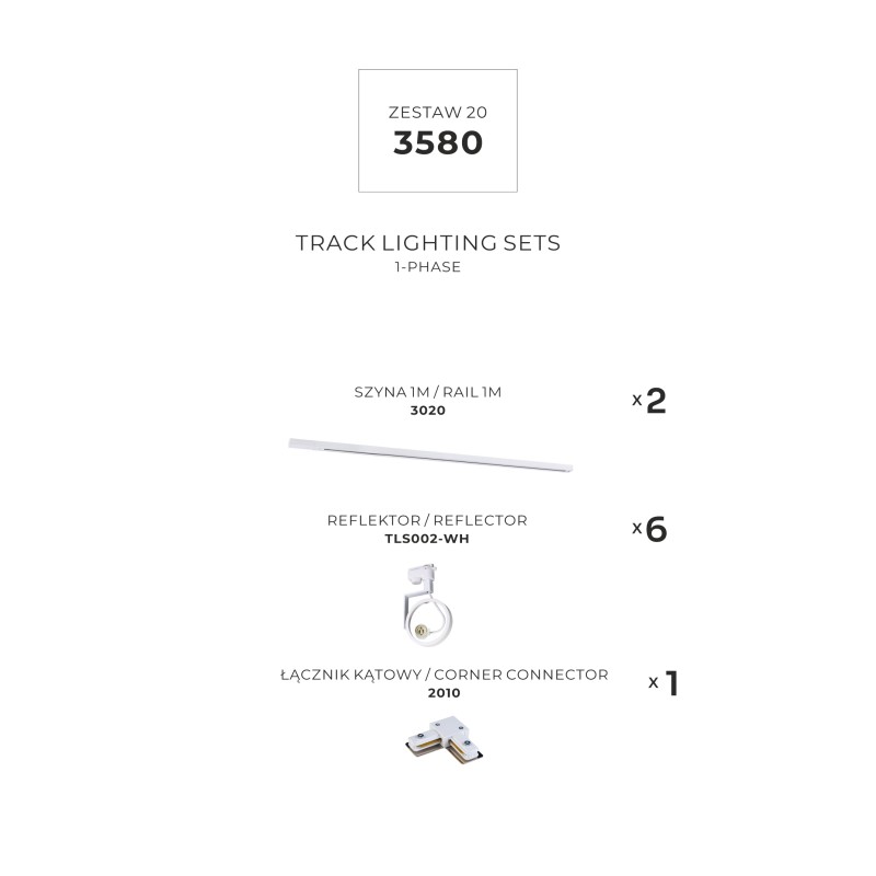 3580 ZESTAW 20 SZYNOPRZEWODY WHITE JEDNOOBWODOWY