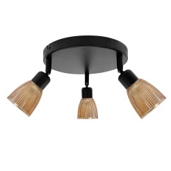 Lampa sufitowa AMCOS  czarna 3x40W E14 bursztynowe klosze nowoczesna oprawa sufitowa do salonu sypialni korytarza 98-39217