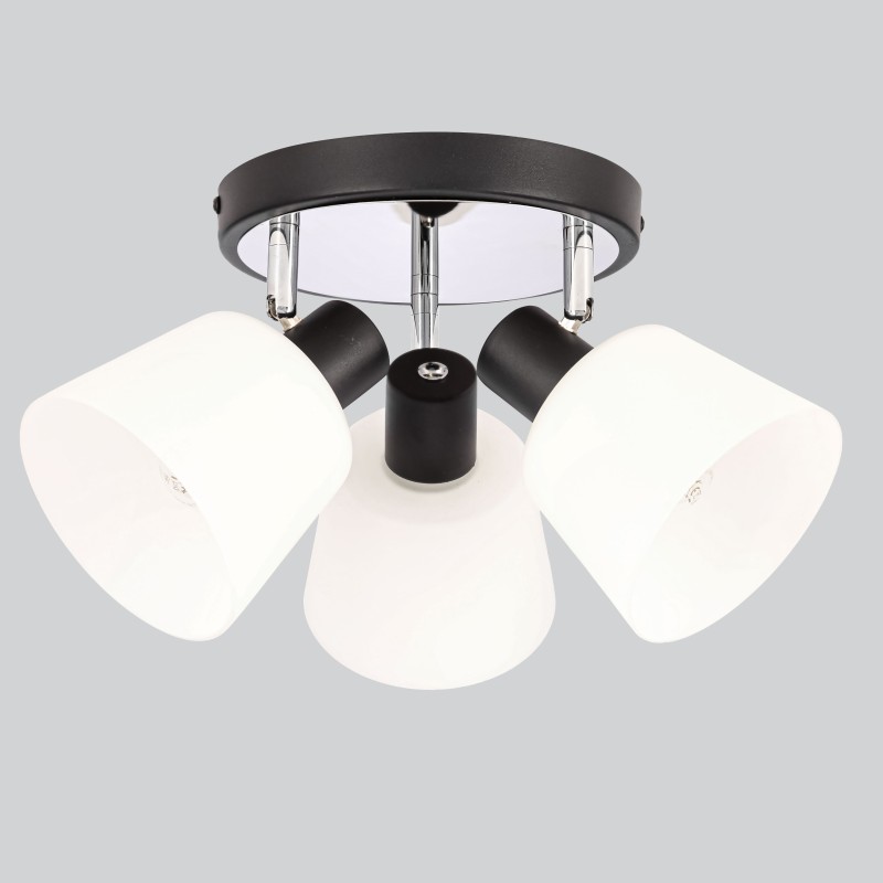Lampa sufitowa BILOBA plafon biało-czarna 3x40W E14 białe klosze szklane nowoczesne oświetlenie do salonu sypialni kuchni korytarza przedpokoju 98-49087