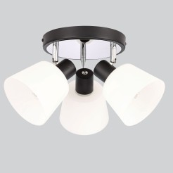 Lampa sufitowa BILOBA plafon biało-czarna 3x40W E14 białe klosze szklane nowoczesne oświetlenie do salonu sypialni kuchni korytarza przedpokoju 98-49087
