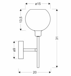 Lampa ścienna kinkiet CESAR srebrny 1x40W E27i nowoczesny styl do salonu łazienki.i 21-48356