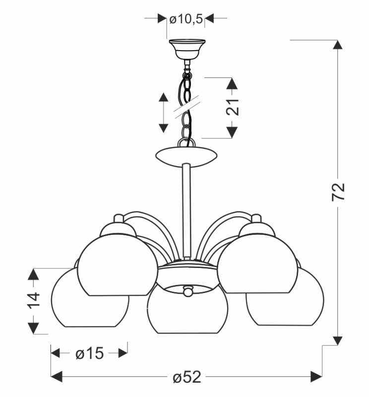 Lampa wisząca MEDINA srebrna 5x60W E27klasyczna elegancja do salonu jadalni 35-48561