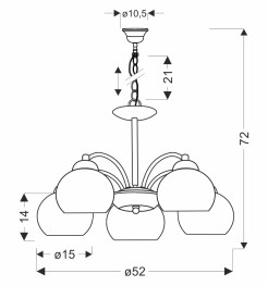 Lampa wisząca MEDINA srebrna 5x60W E27klasyczna elegancja do salonu jadalni 35-48561