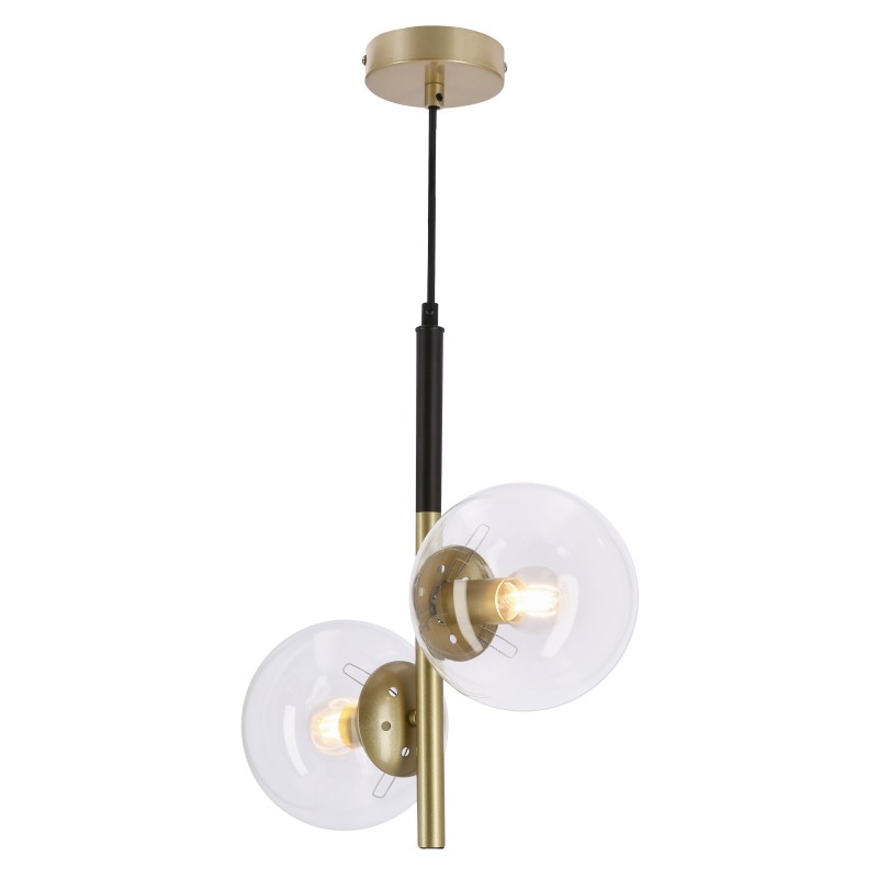 Lampa wisząca DUO złota 2x15W E14 nowoczesna oprawa sufitowa do salonu kuchni i jadalni 32-48585