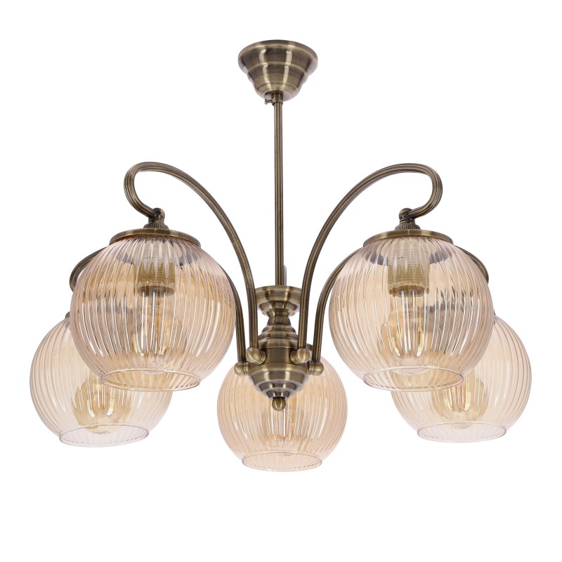 Lampa wisząca TORES stare złoto 5x60W E27  klasyczna oprawa sufitowa do salonu jadalni i sypialni 35-48318