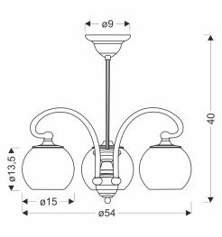 Lampa wisząca TORES stare złoto 3x60W E27 klasyczna oprawa sufitowa do salonu jadalni sypialni 33-48301