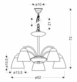 Lampa wisząca CAVALLO srebrna 5x60W E27  klasyczna oprawa do salonu i jadalni 35-48349
