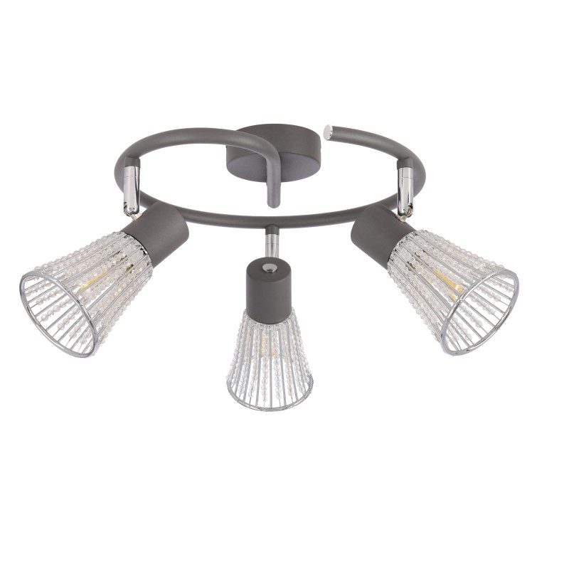Lampa sufitowa spirala CURTIS szara 3x40W E14  nowoczesna oprawa oświetleniowa do salonu sypialni przedpokoju 98-48271