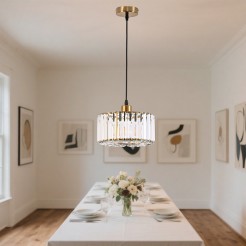 Okrągła lampa wisząca Vetro Złota1xE27 LP-2910/1P GD round