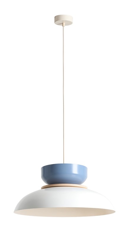LAMPA WISZĄCA ALDO LIGHT WHITE GLOSS + DUSTY BLUE (47+ 23+ wood) 1152G2_16_J
