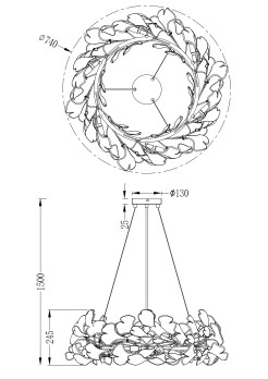 MD2858-6AS-G LEAF LAMPA WISZĄCA ZŁOTA\GOLD