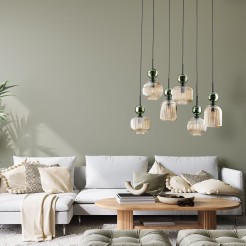 SOPHIA GREEN COGNAC LAMPA WISZĄCA 6XE14 11150