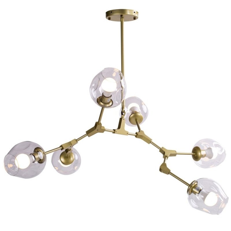 Lampa wisząca -6 złoto transparentna 130 cm ST-1232-6 GOLD transparent