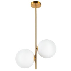 Lampa wisząca -2 mosiądz 44 cm , białe klosze ST-5025-2 BRASS