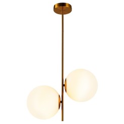Lampa wisząca -2 mosiądz 44 cm , białe klosze ST-5025-2 BRASS