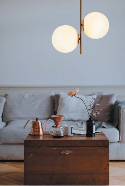 Lampa wisząca -2 mosiądz 44 cm , białe klosze ST-5025-2 BRASS