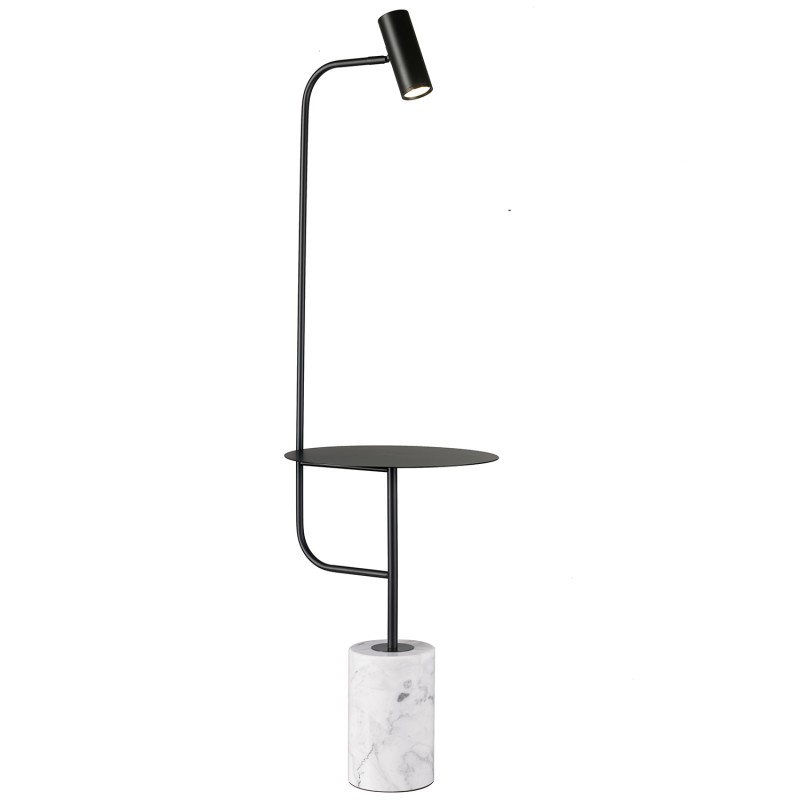 Lampa podłogowa ze stolikiem  czarna 146 cm ST-7027F black
